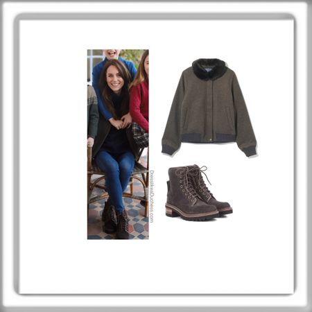 Kate Middleton Bella Hoskyns Olive bomber jacket and see by Chloe combat boots 