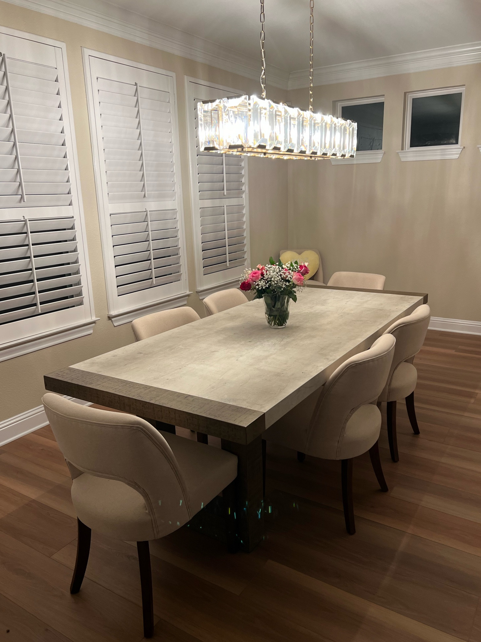 The most affordable dining room chairs!! Linked both the table and chairs from Wayfair. The light fixture I got from Bed Bath and Beyond for just $500 (Arhaus dupe is ~$3000) but it was the last one 

#LTKHome