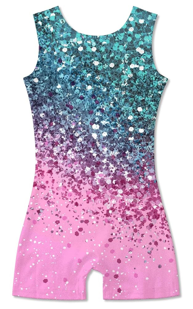 Funnycokid Girls Gymnastics Leotards with Shorts Sparkle Dance Unitards Mermaid Active Biketards ... | Amazon (US)