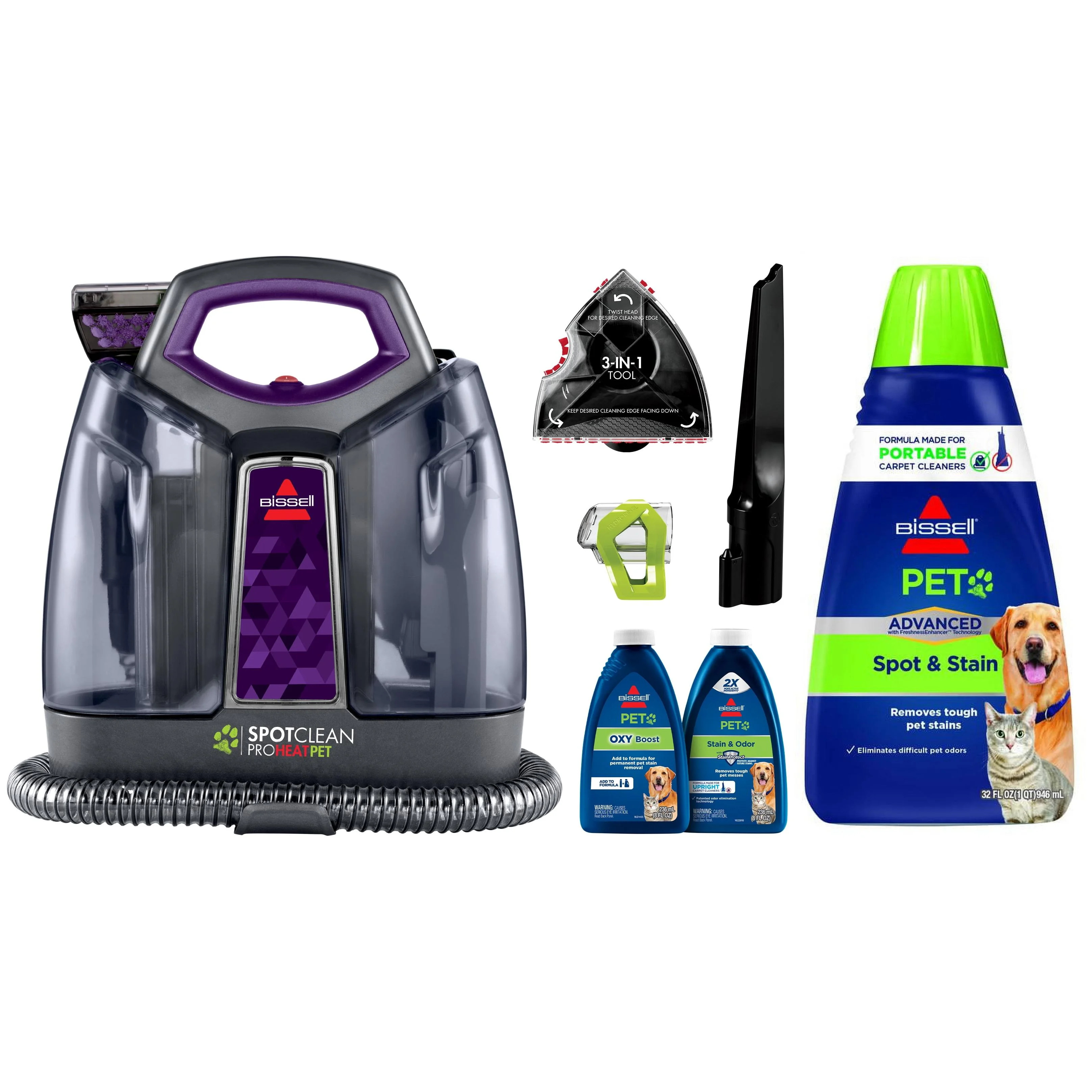 BISSELL SpotClean ProHeat Pet Portable Carpet Cleaner 2513W & BISSELL Pet Stain Odor Remover, 32 ... | Walmart (US)