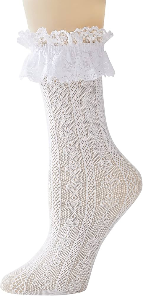 SEMOHOLLI Women Ankle Socks,Fashion Lace Ruffle Frilly Ankle Socks Ladies Girl Princess Campus Da... | Amazon (US)