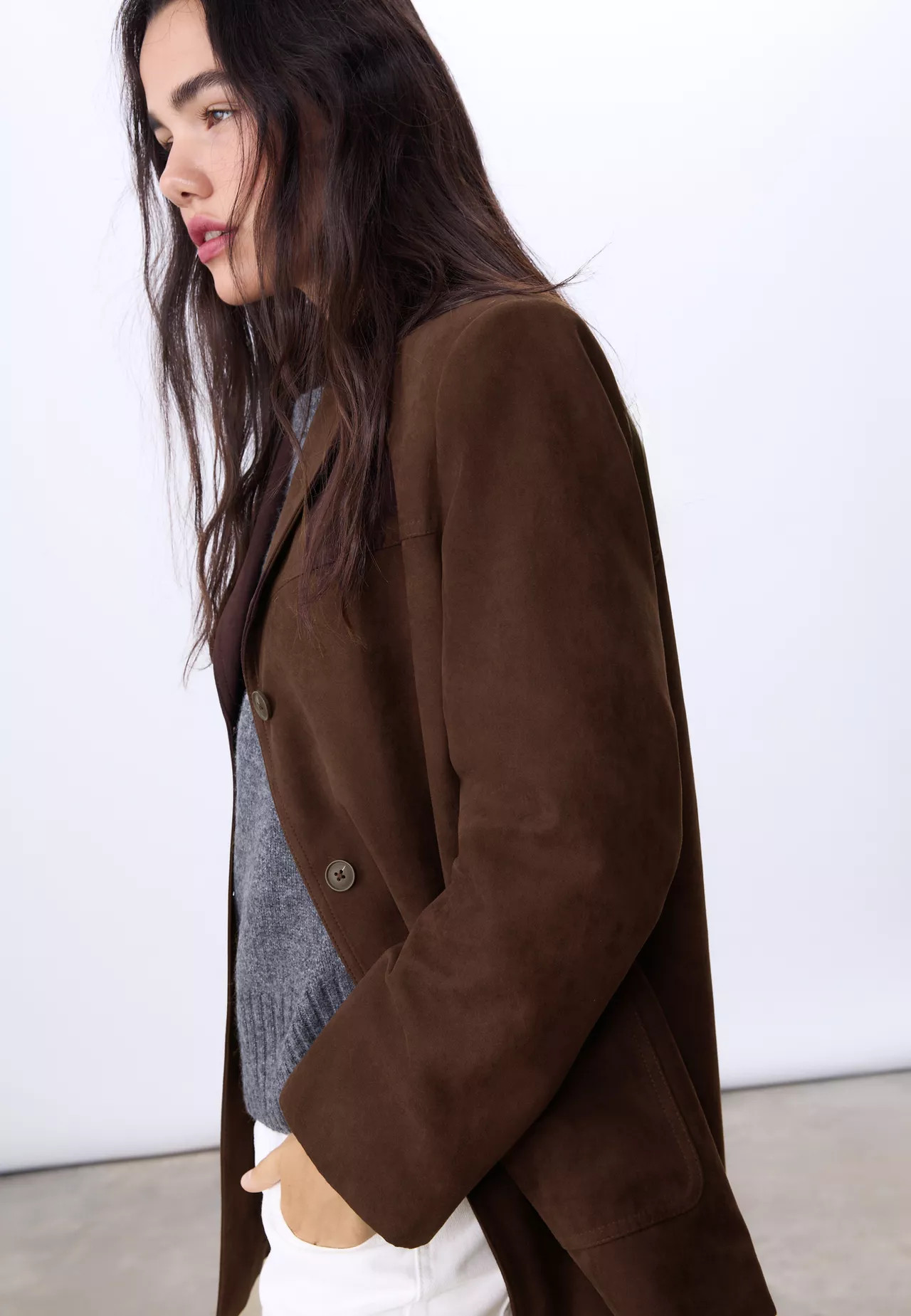 Regular fit faux suede blazer | Stradivarius (UK)