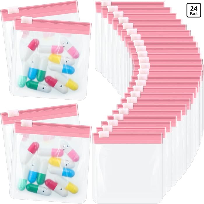 24 Pieces Pill Pouch Bags Zippered Pill Pouch Set Reusable Translucent Medicine Organizer Self Se... | Amazon (US)