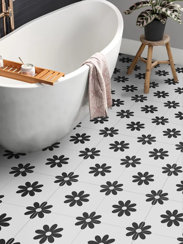 9pcs Floral Pattern Waterproof Floor Sticker | SHEIN