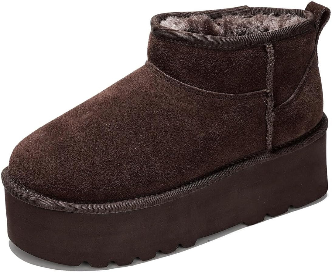 Project Cloud 100% Genuine Suede Leather Ankle Boots for Women - Fur Boots Memory Foam Insole Wom... | Amazon (US)