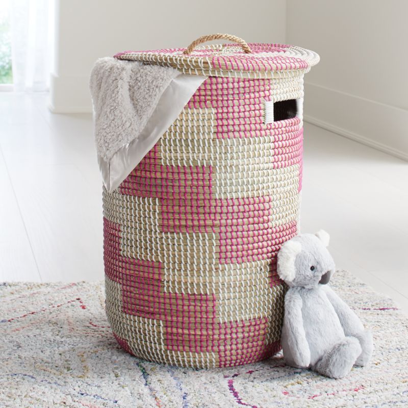 Merchant Pink Kids Laundry Hamper + Reviews | Crate & Kids | Crate & Barrel