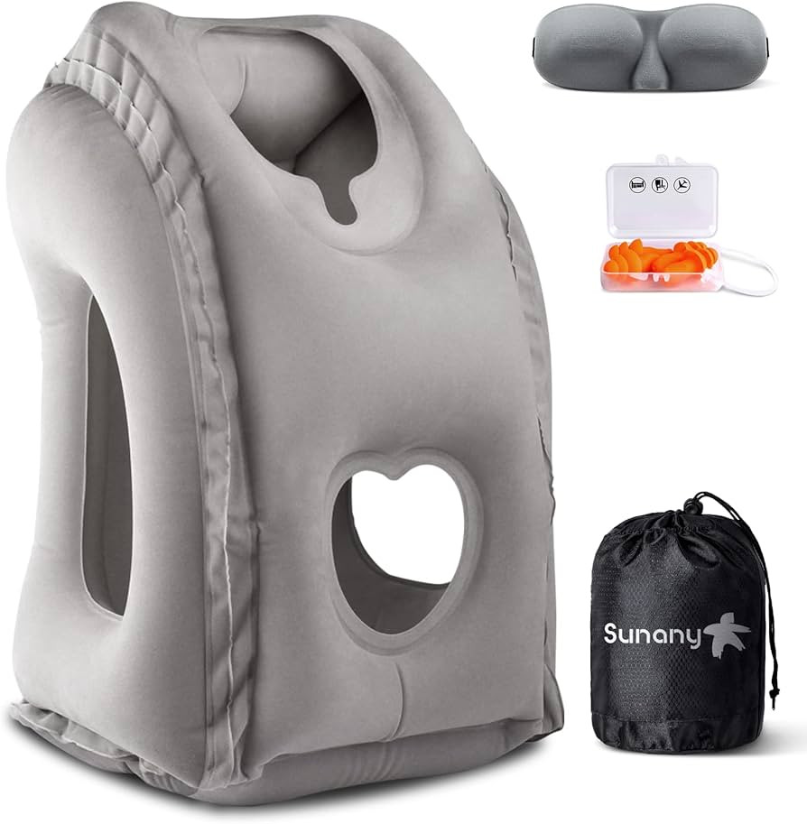 Sunany Travel Pillow, Inflatable Neck Pillow Used for Airplanes/Cars/Buses/Trains/Office Napping ... | Amazon (US)