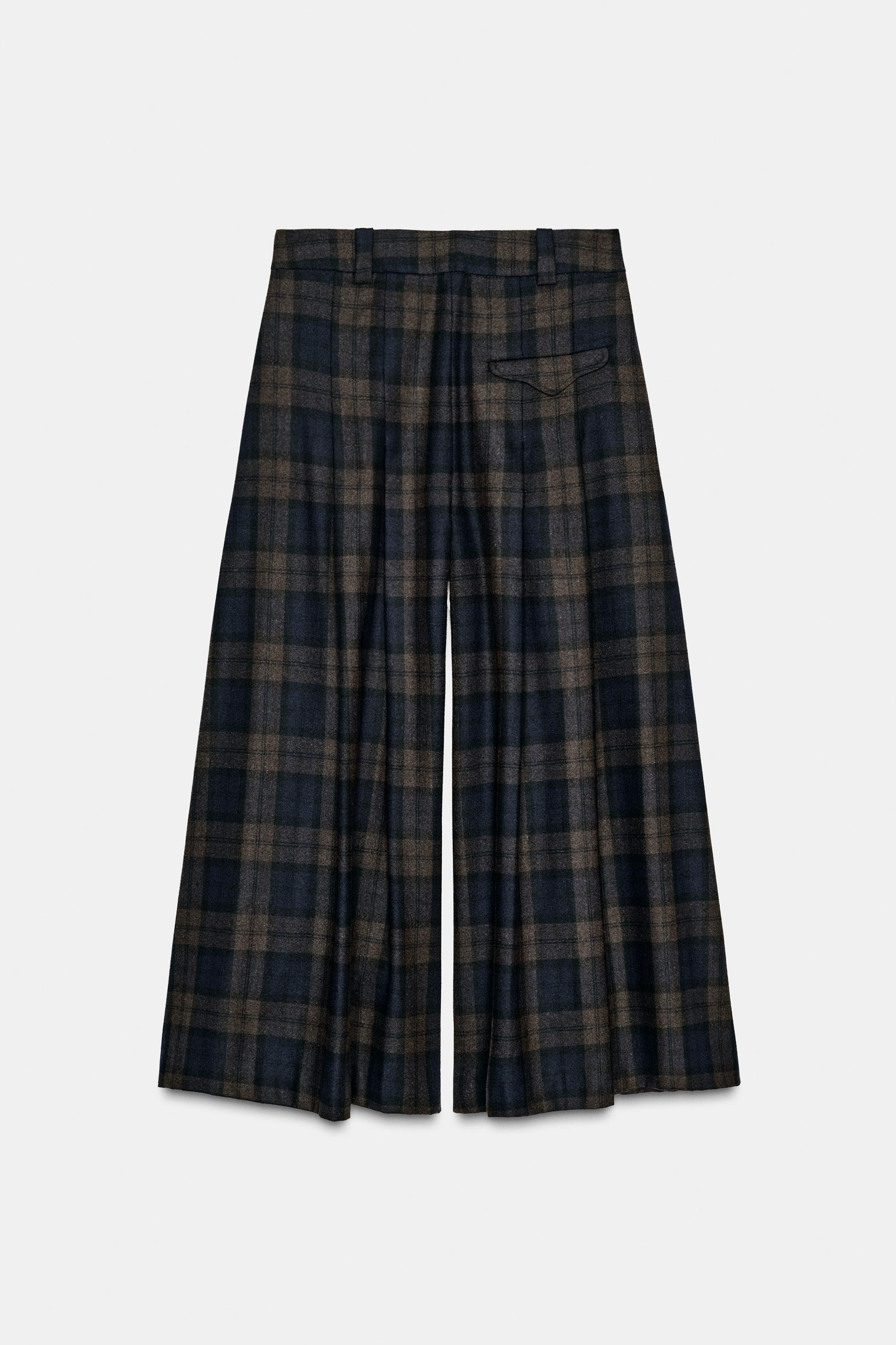 ZW COLLECTION CHECKED WOOL BLEND TROUSERS | Zara UK