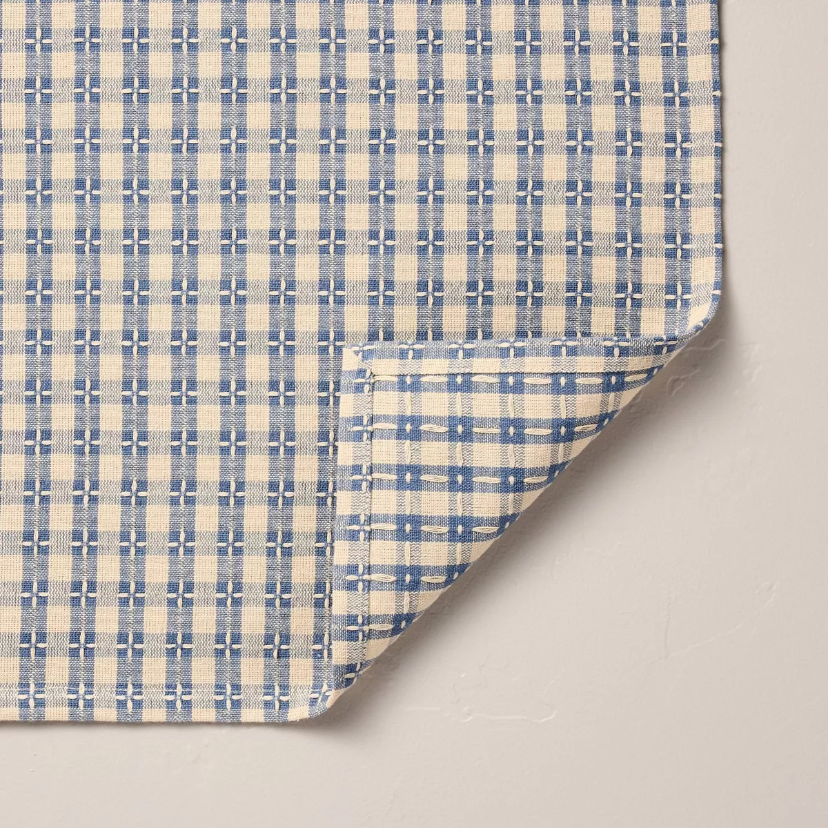 60"x84" Textured Gingham Tablecloth Blue/Natural - Hearth & Hand™ with Magnolia | Target