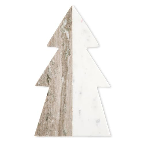Santa Barbara Design Studio 2-Tone Marble Christmas Tree Shaped Charcuterie Cheese Tray, 14" x 8" | Amazon (US)
