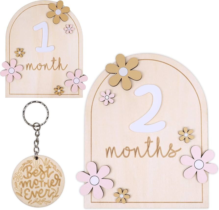Monthly Baby Milestone Wooden Circle - Baby Monthly Milestone Sign - Months Baby Milestone Signs ... | Amazon (US)