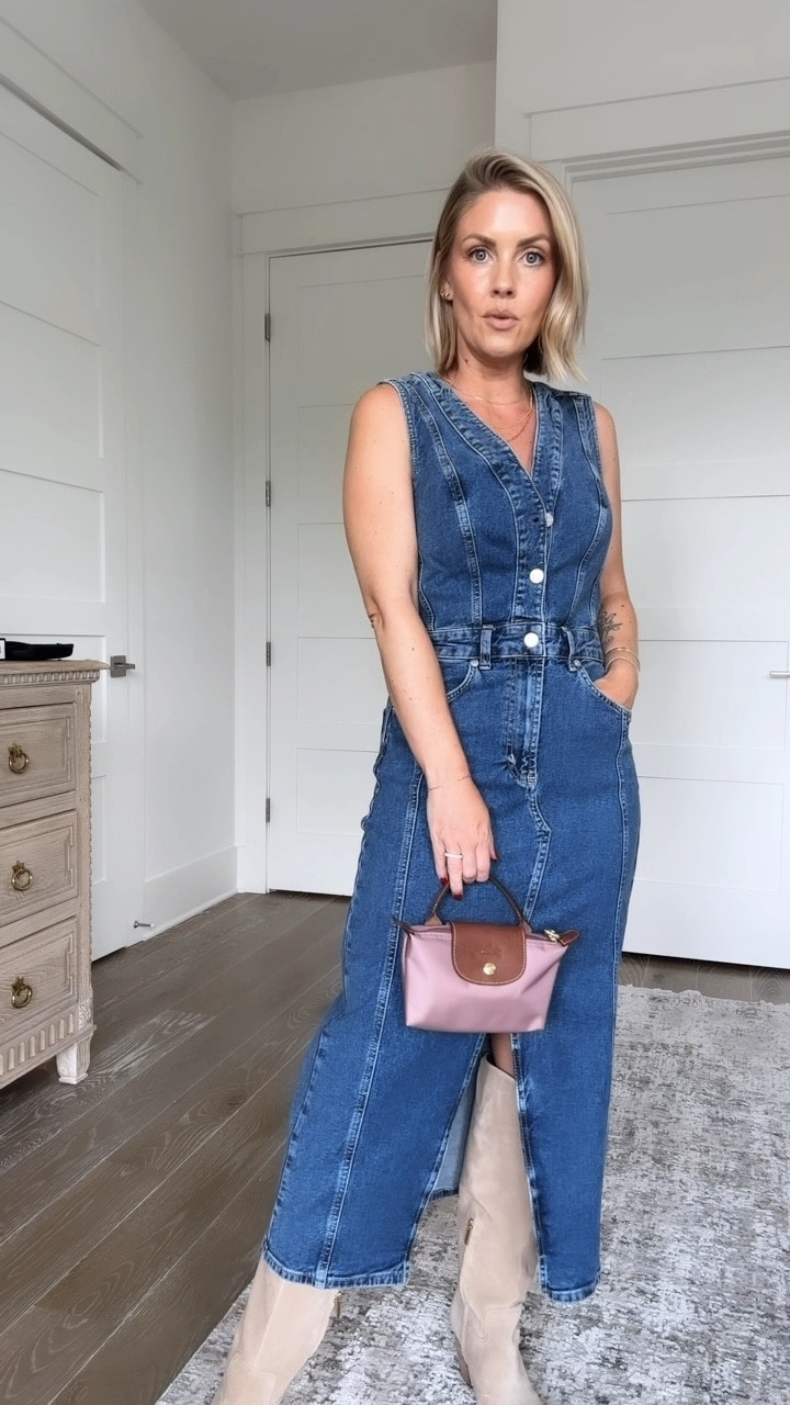 Small denim dress / Size up an1/2 in the Vince Camuto boots 🤍

#LTKSaleAlert #LTKFindsUnder100 #LTKxNSale