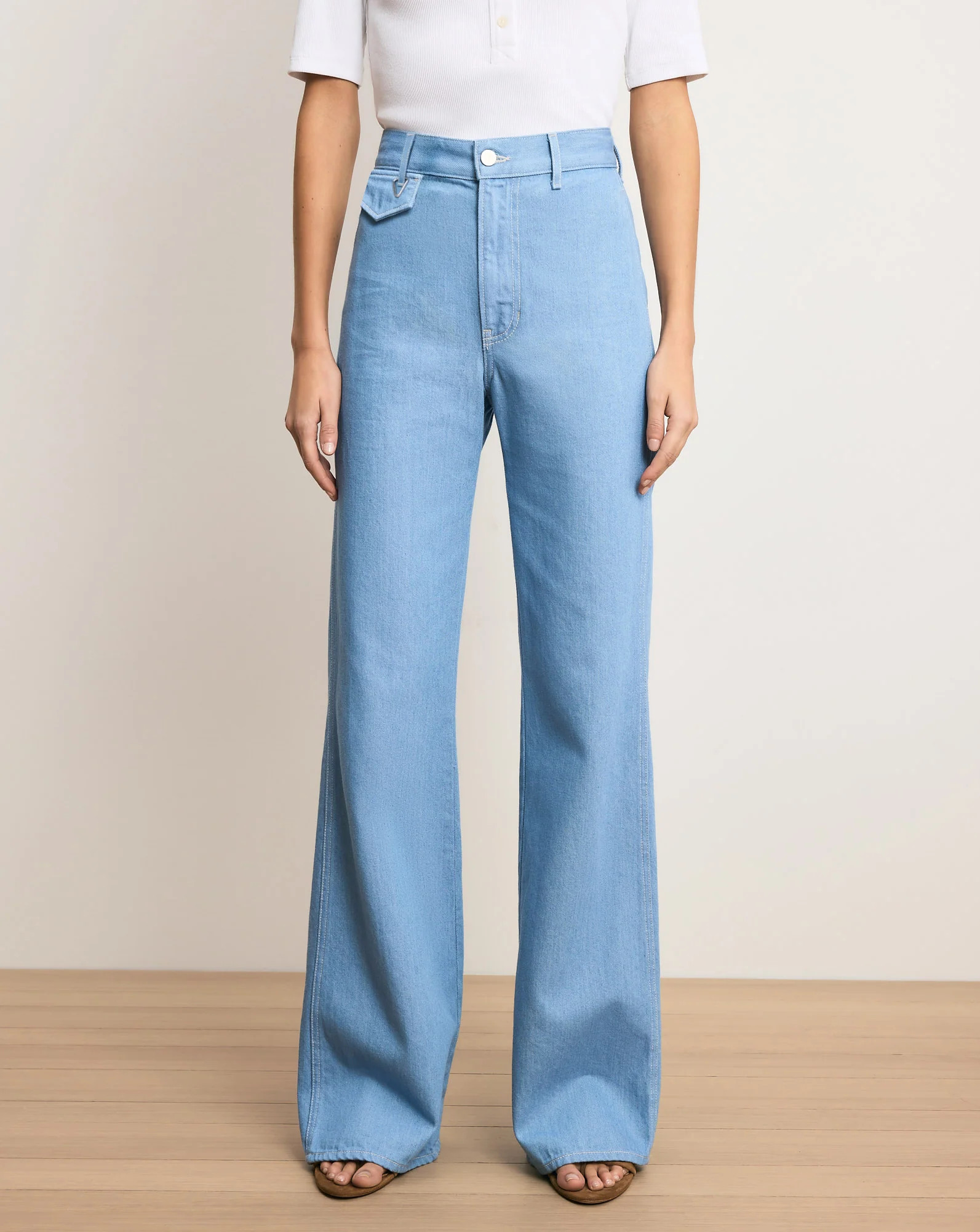 Crosbie Flap-Pocket Slim Wide-Leg Jean in Bayside | Veronica Beard | Veronica Beard