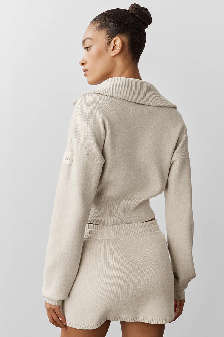 Scholar Knit Cropped Full Zip Jacket | Alo Yoga (US)