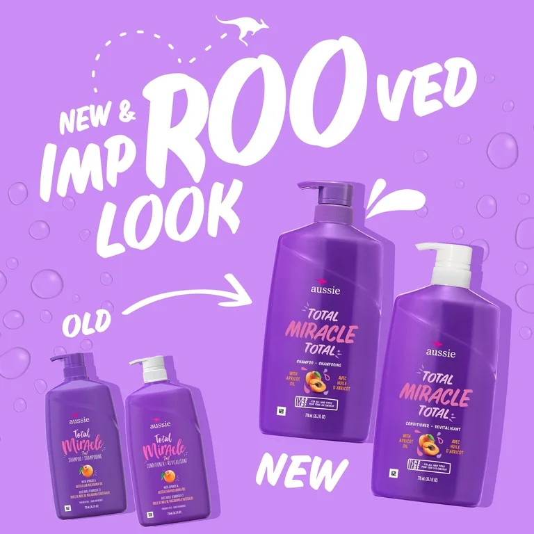 Aussie Total Miracle, Apricot & Macadamia Oil, Paraben Free Shampoo and Conditioner Dual Pack | Walmart (US)