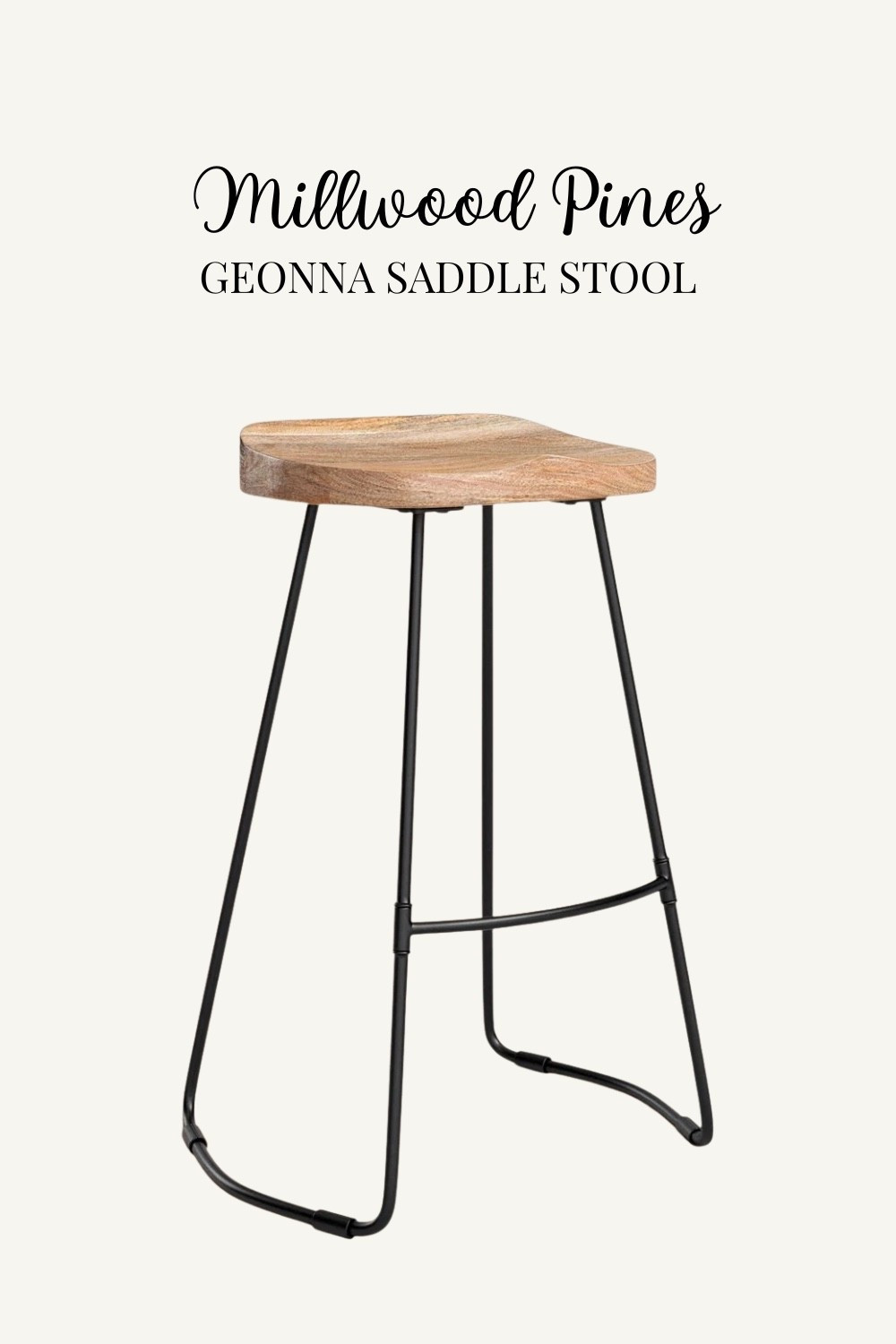 Shop the Millwood Pines Geonna Saddle Stool

A wood saddle counter stool by Millwood Pines with a natural seat and slim black metal frame. #WoodSaddleStool
