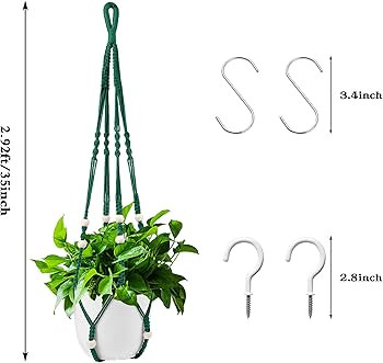 Augshy Macrame Plant Hangers Dark Green Hanging Planters for Indoor Outdoor Home Decor, Hanging P... | Amazon (US)