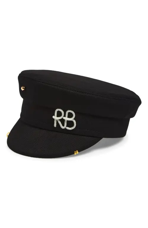 Ruslan Baginskiy Pierced Wool Blend Baker Boy Cap in Black at Nordstrom, Size Small | Nordstrom