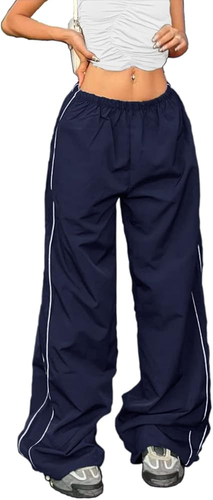 Women's Low Waist Cargo Pants Casual Solid Color Harajuku Vintage Y2K Low Rise Baggy Jogger Relax... | Amazon (US)
