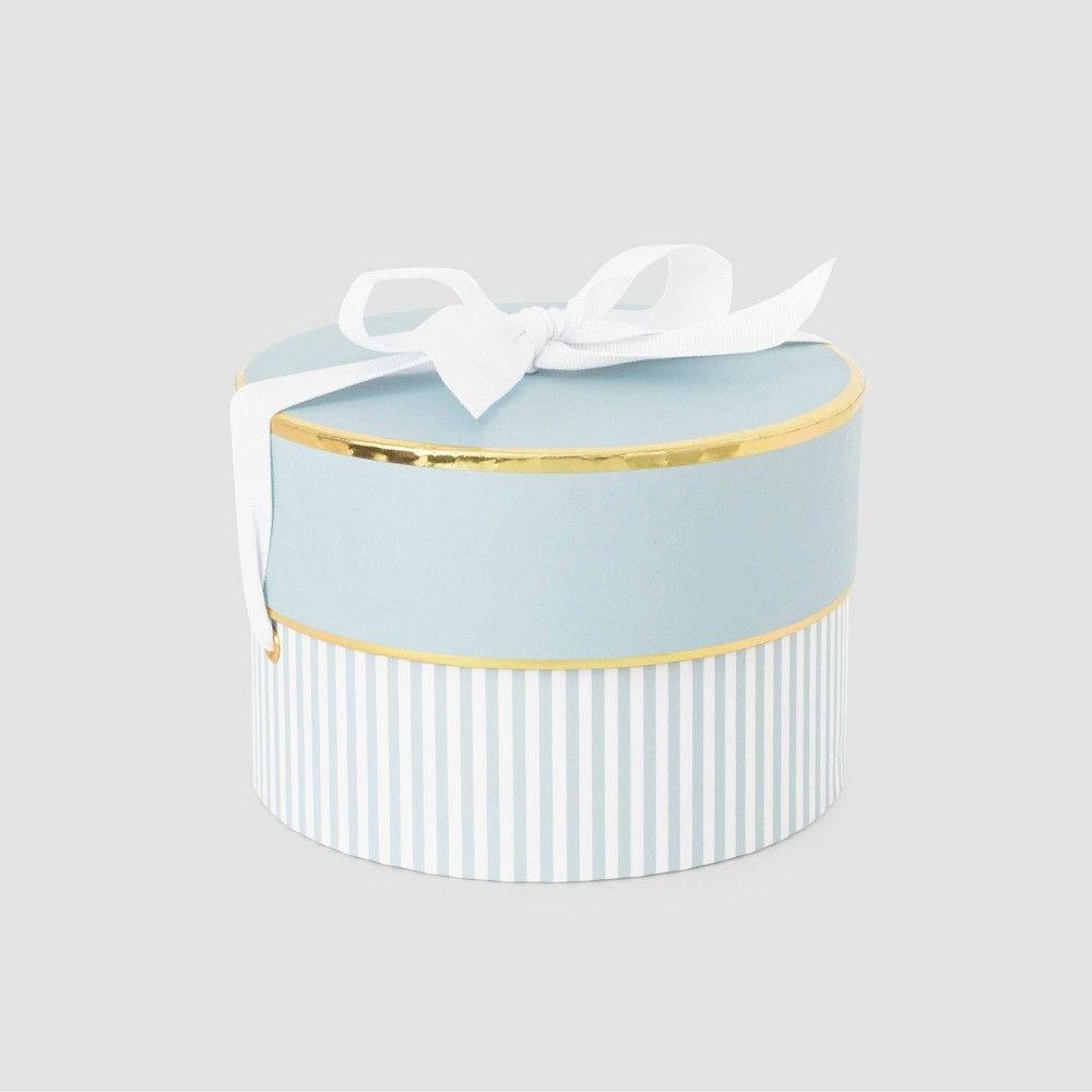 Blue & White Stripe Small Round Box - Sugar Paper | Target