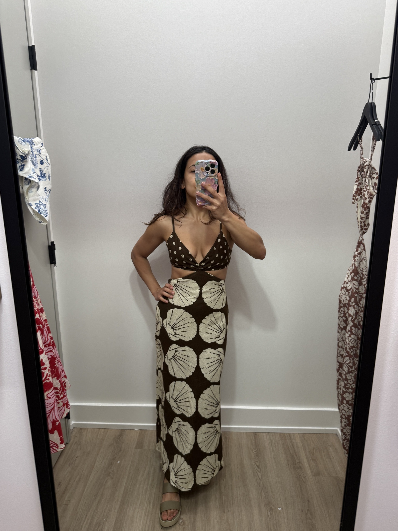 Seashell linen maxi blend dress with cutouts for summer vacations or date nights! Wearing size XS Petite.  

 #LTKPetite #LTKFindsUnder100 #LTKStyleTip