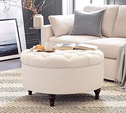 Lorraine Tufted Round Storage Ottoman | Pottery Barn (US)