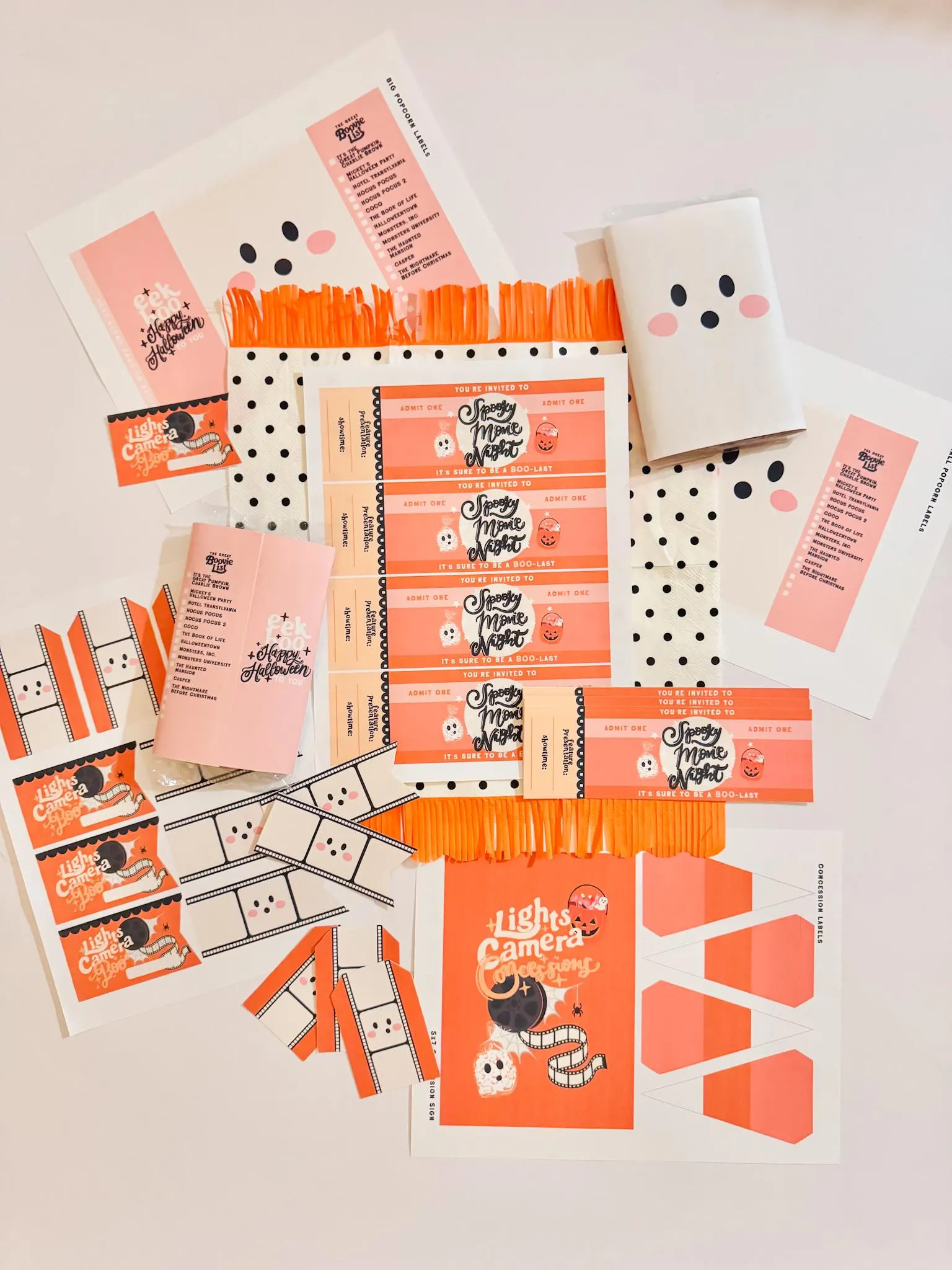Halloween Movie Night Printable Set, Ghost Popcorn Wrapper, Movie Ticket Invite, Boo Basket Gift Tags, Instant Download Party Kit | Etsy (Global)