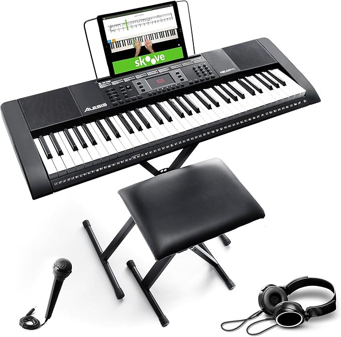 Alesis Melody 61 Key Keyboard Piano for Beginners with Speakers, Stand, Bench, Headphones, Microp... | Amazon (US)