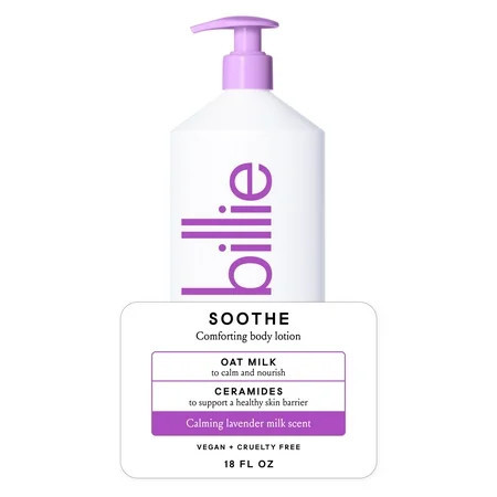 Billie Soothe Comforting Women's Body Lotion, Lavender Milk Scent, Oat Milk & Ceramides, 18 fl oz | Walmart (US)