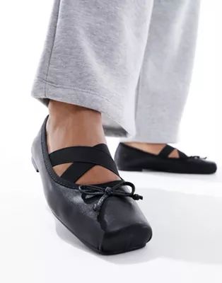 ASOS DESIGN Leverage square toe ballet in black | ASOS (Global)