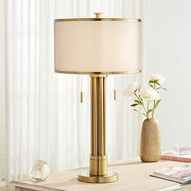 Possini Euro Granview 32 1/2" Brass Column Modern Luxe Table Lamp | Lamps Plus