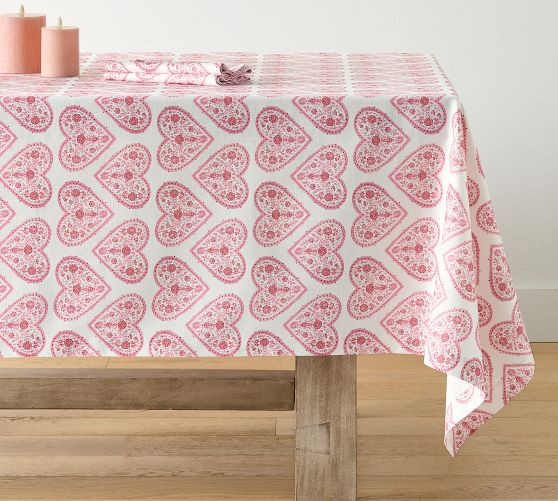 Heart Block Print Organic Cotton Tablecloth | Pottery Barn (US)