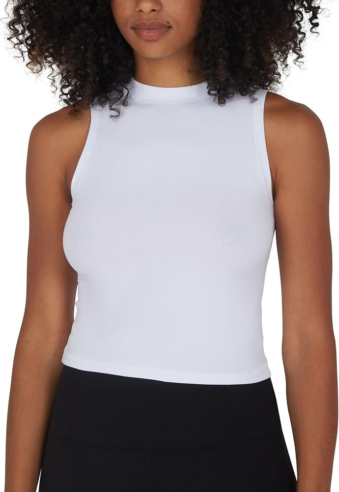 Yogalicious Womens Cotton Tank Top Mock Neck Super Soft Jersey Fitted Basic Sleeveless Summer Shi... | Amazon (US)