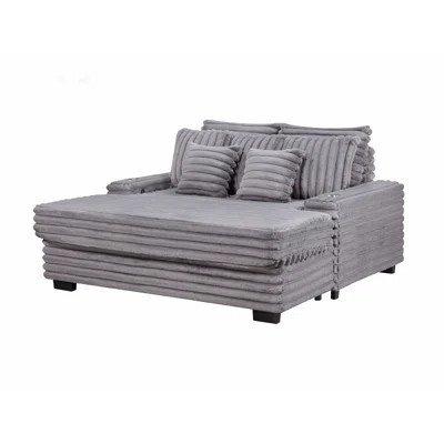 Plush Corduroy Oversized Sofa Chaise Lounge Chair with Cup Holders and USB Charging Port | Wayfair North America