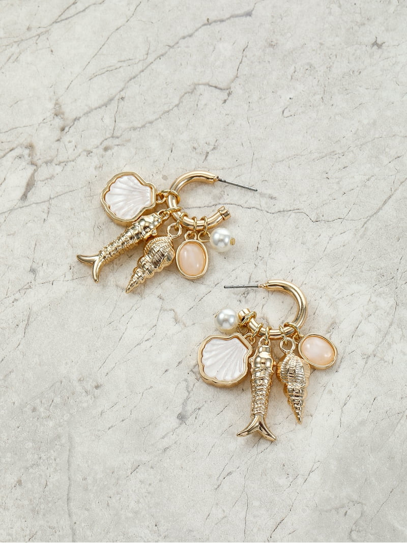 Time and Tru Goldtone Coast Charm Earrings, 1 Pair | Walmart (US)