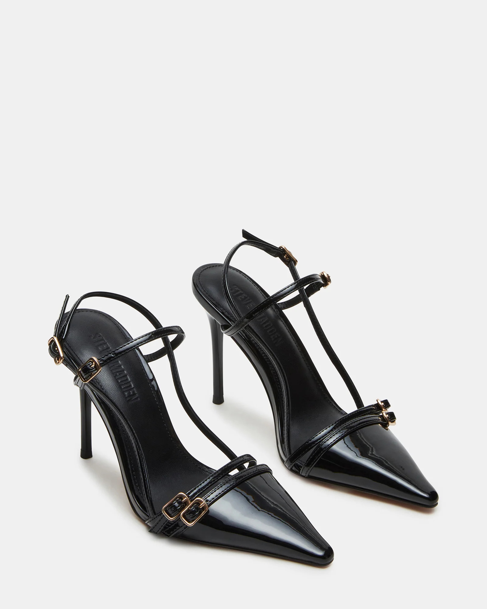 DEAGAN Black Patent Women's Strappy Pump Heel | Steve Madden (US)