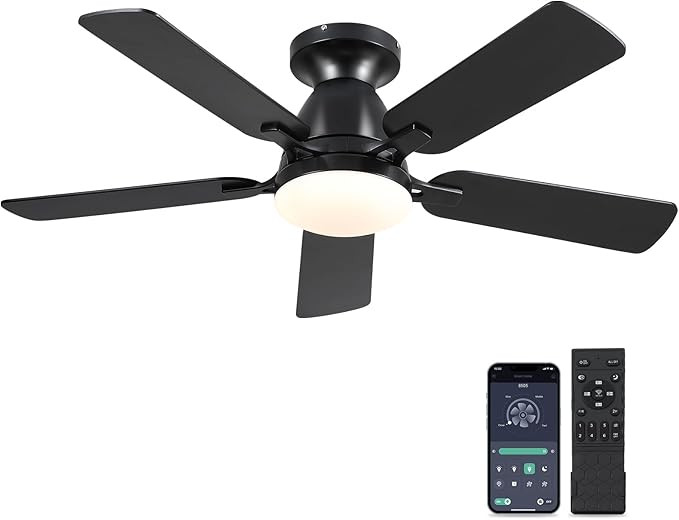 Ceiling Fans with Lights- 46" Low Profile Indoor Ceiling Fan with Light and Remote/APP Control, F... | Amazon (US)