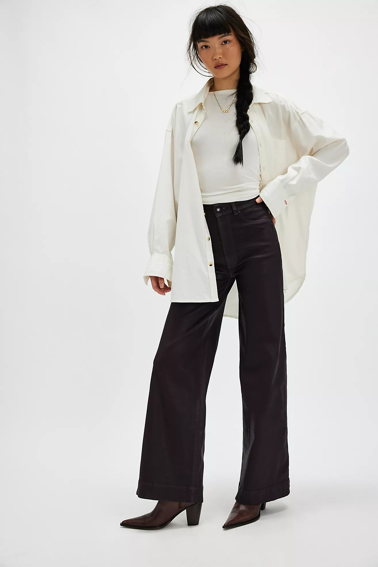 DL1961 Hepburn Coated Wide-Leg Jeans | Free People (Global - UK&FR Excluded)