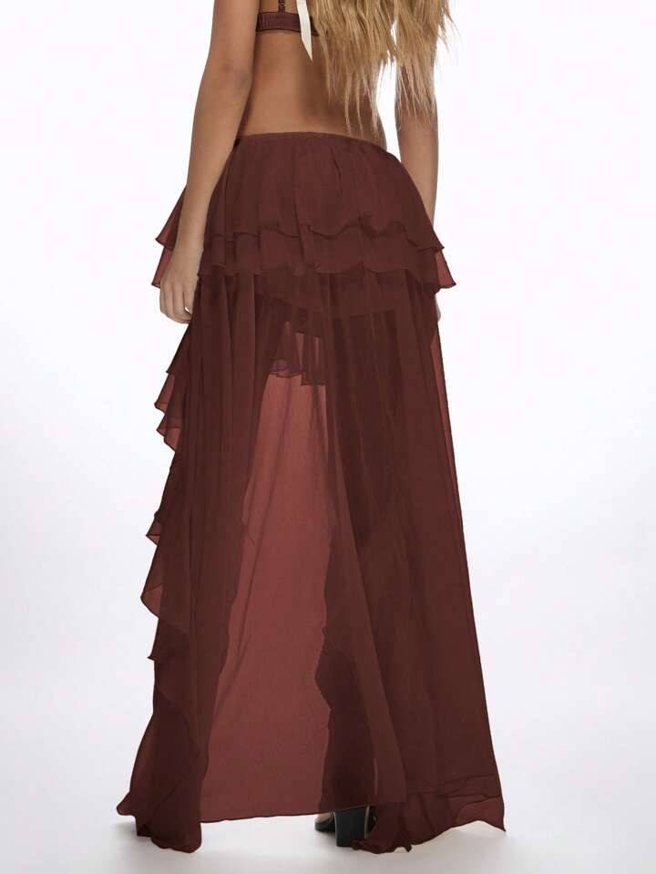 MISSGUIDED Falda larga de estilo boho con volantes y niveles, de estilo occidental, festivalero y... | SHEIN