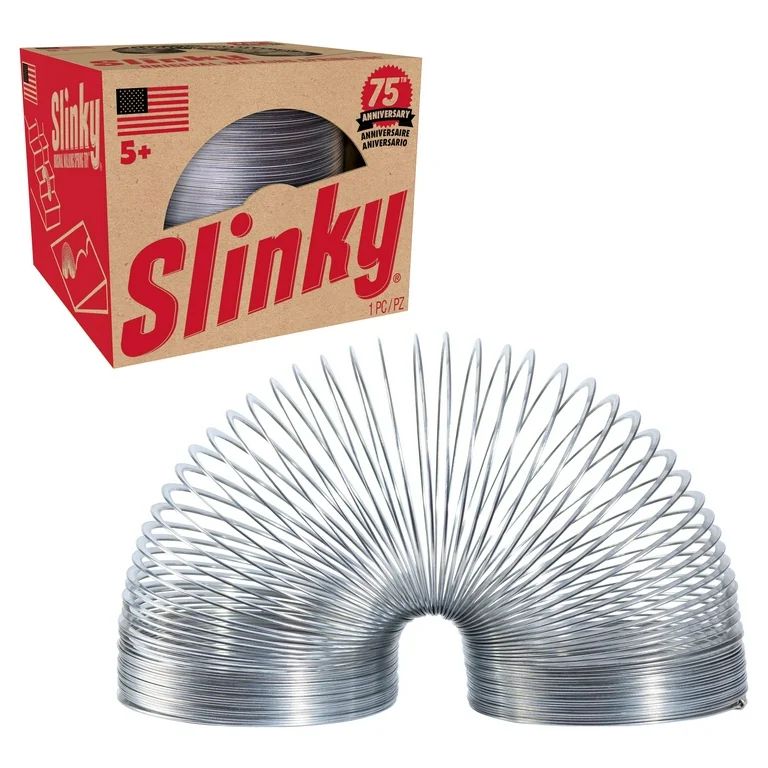 Retro Slinky the Original Walking Spring Toy, Silver Metal Slinky, Ages 5+ - Walmart.com | Walmart (US)
