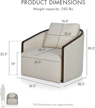 Furniture of America Pavik Modern Upholstered Swivel Chair with Back Pillow, Sloped Armrests and ... | Amazon (US)