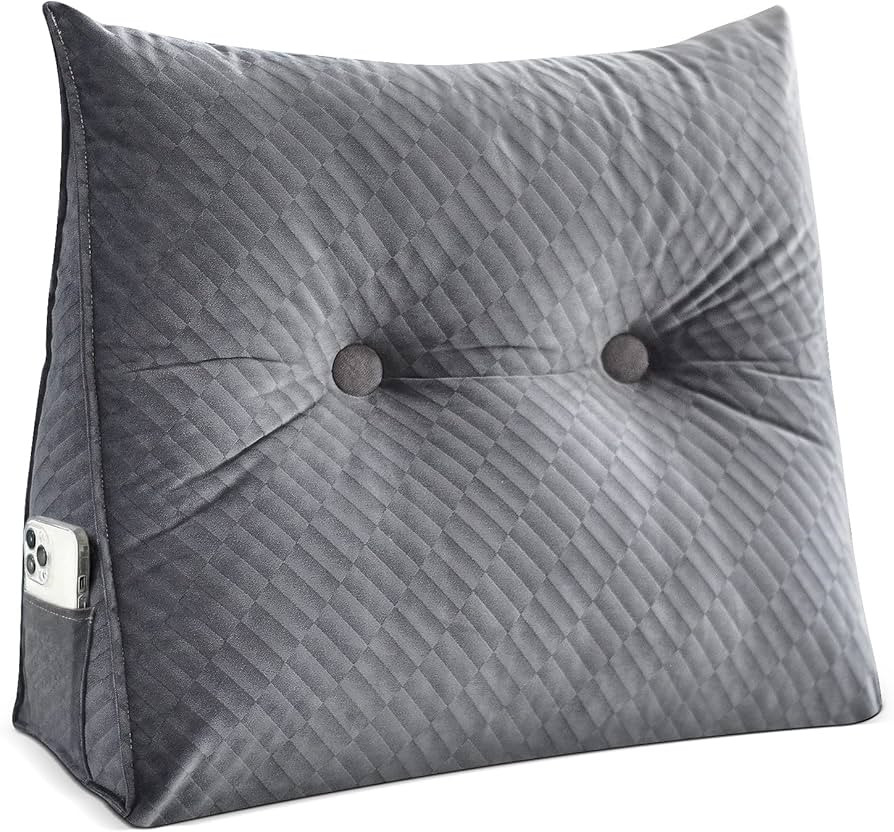 Wedge Pillow Headboard Small(23.6 x 7.8 x 19.7 Inches),Bolster Triangular Headboard Pillow Positi... | Amazon (US)