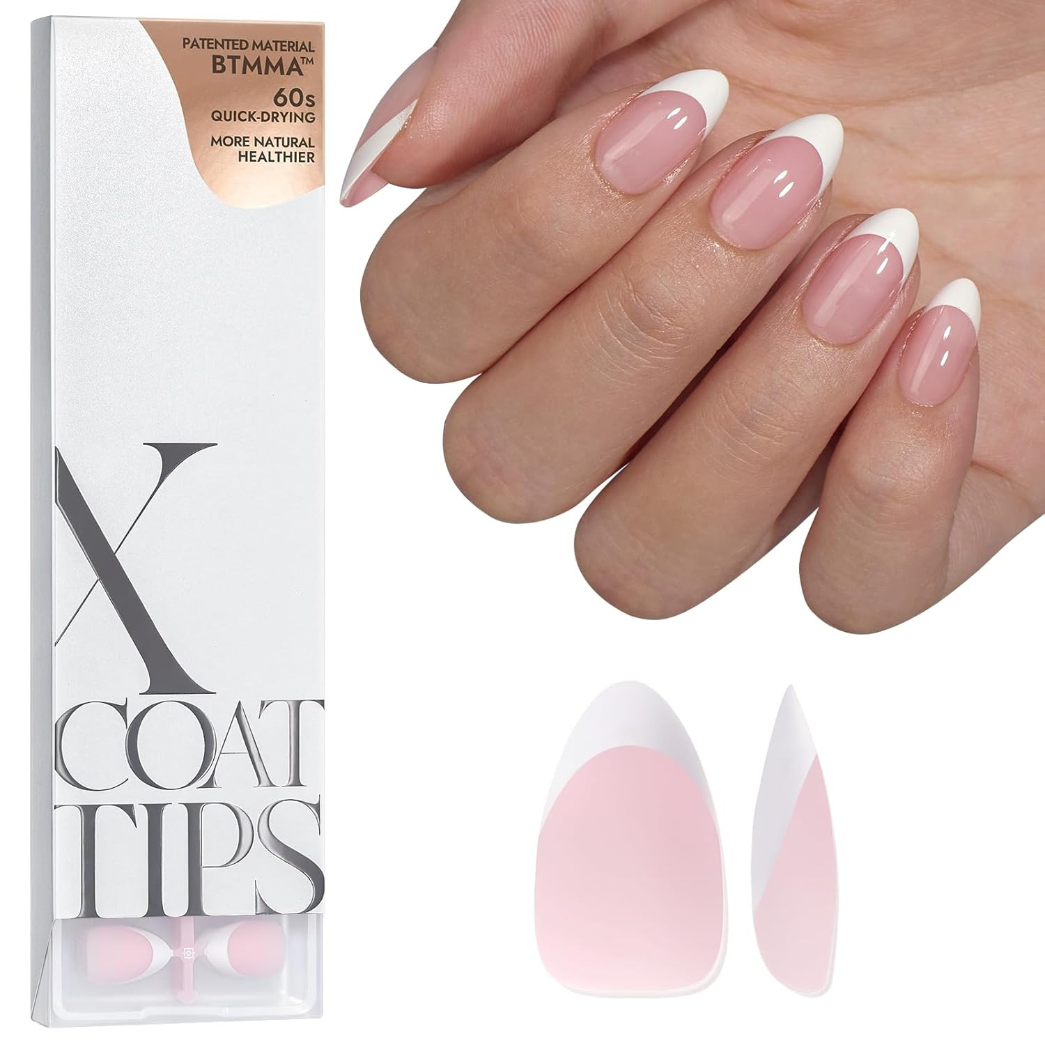 BTArtboxnails French Gel Nail Tips - French Tip Press on Nails Pink Short Almond XCOATTIPS for Na... | Amazon (US)