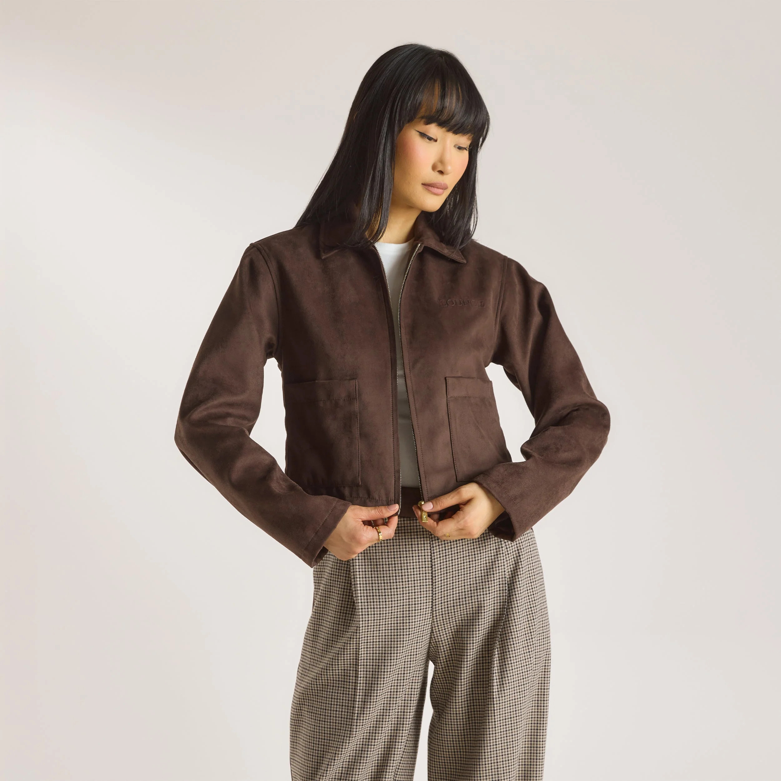 Suedette Jacket - Chocolate | Lounge UK