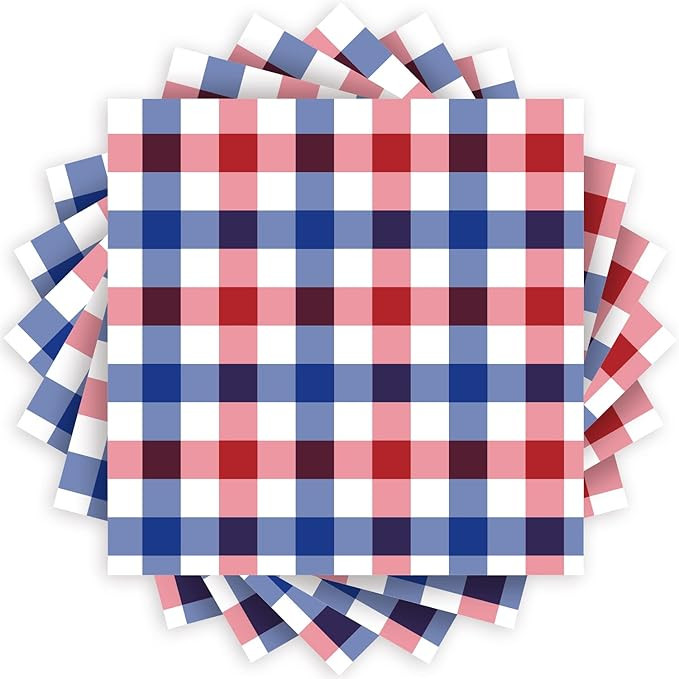 Quera 50 Pack 4th of July Paper Napkins Patriotic Blue White Checkerboard Paper Napkins 6.5'' X 6... | Amazon (US)