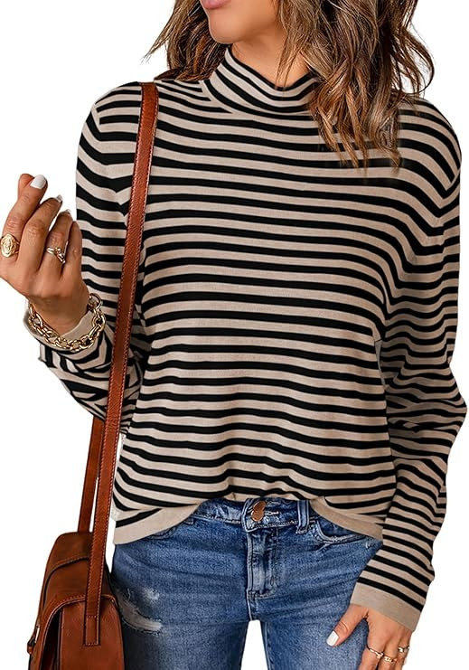 Dokotoo Women's Lightweight Sweaters 2026 Fashion Striped Long Sleeve Sweaters Casual Pullover Tu... | Amazon (US)