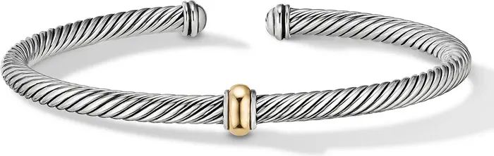 Classic Cable Station Bracelet in Sterling Silver with 18K Gold, 4mm | Nordstrom