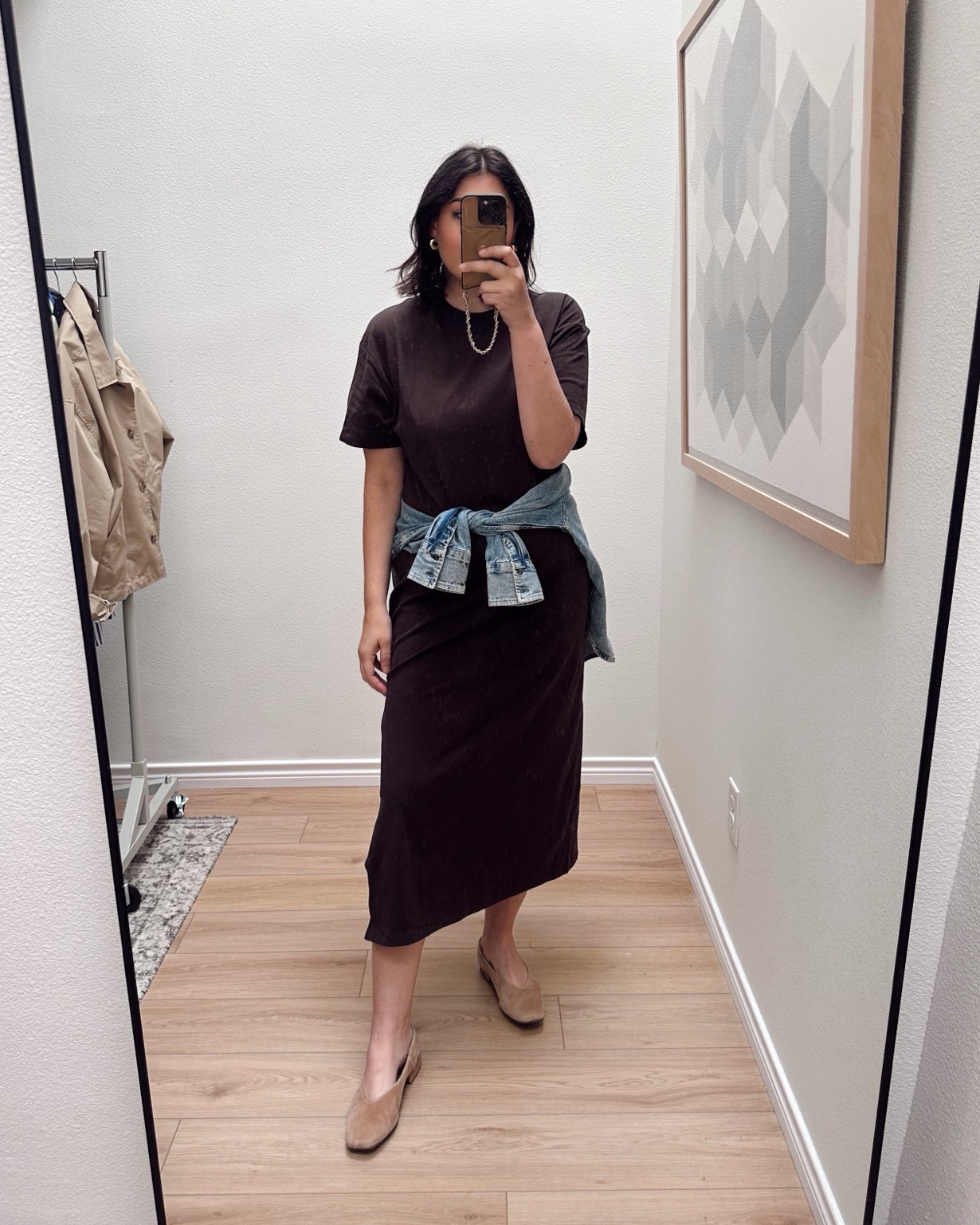 I'm in the large of the dress -- runs TTS but I like the size up. 
 

 