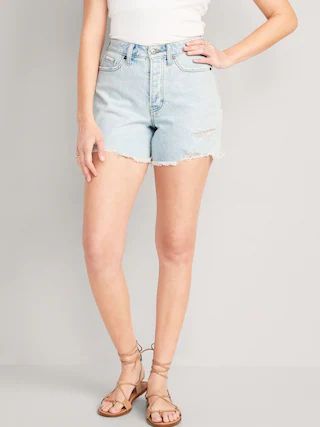 Curvy High-Waisted Button-Fly OG Straight Cut-Off Jean Shorts for Women -- 5-inch inseam | Old Navy (US)