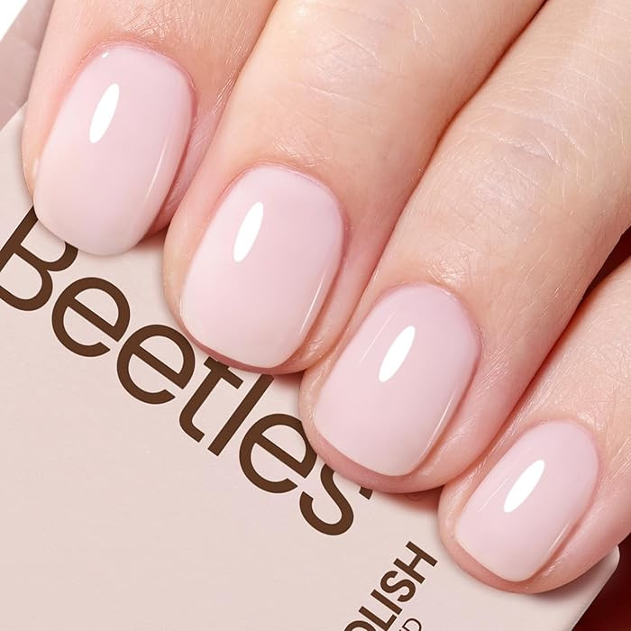 Beetles Milky Pink Gel Nail Polish, 15ml Nude Pink Jelly Neutral Color Polish Set Translucent She... | Amazon (US)